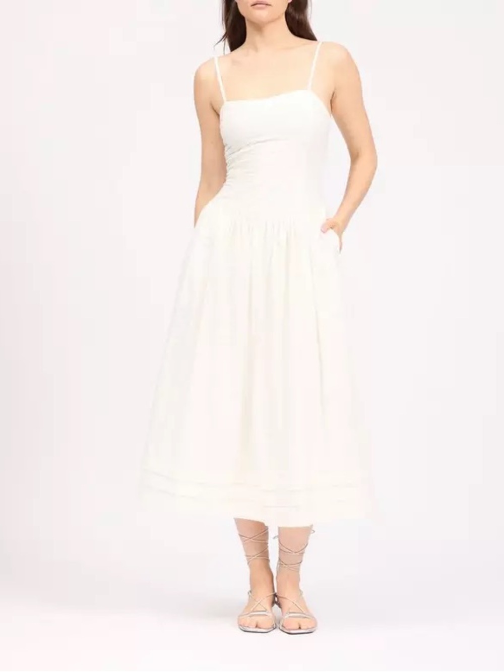 rag & bone White Pricilla Gingham Textured Midi Dress